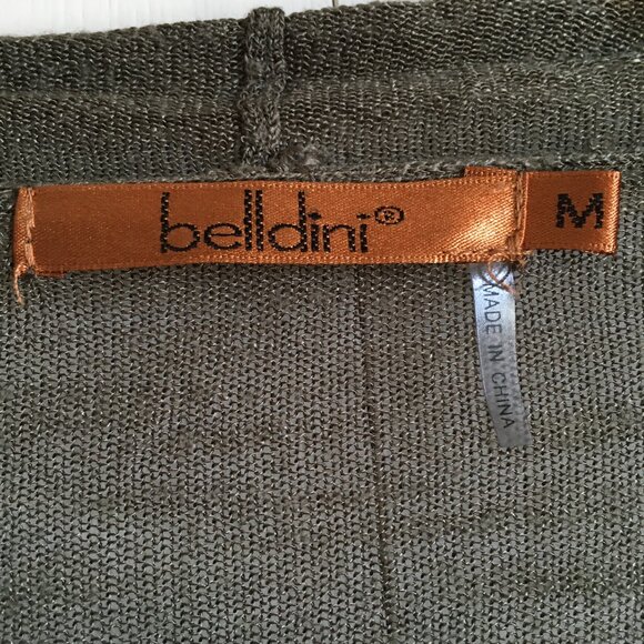 Aegean Olive Green Open Handkerchief Viscose Cardigan with Sheen - Picture 12 of 13